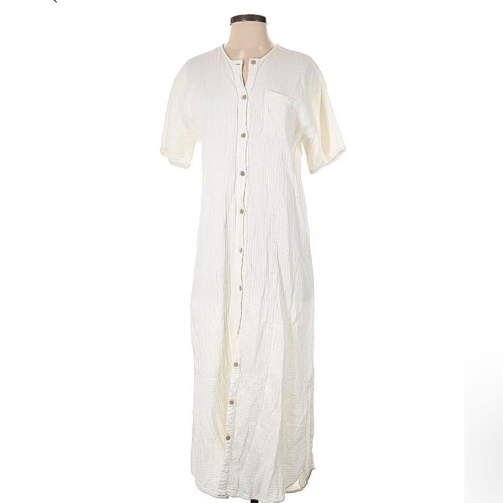 Sister Katie 100% Organic Cotton Button Front Maxi Marianne Dress Small - Picture 2 of 6